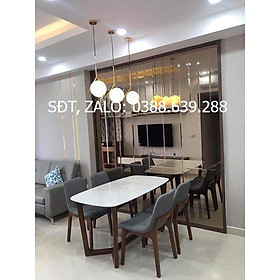 Bộ bàn ăn ventura mặt đá màu nâu 1m4 + 4 ghế màu nâu  Thương hiệu Nội Thất Bình Long