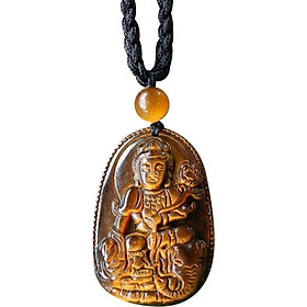 Mặt Dây Chuyển Phổ Hiền Bồ Tát Đá Mắt Hổ Ngọc Quý Gemstones GA95 (5 x 3 cm)