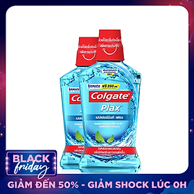 Bộ đôi nước súc miệng Colgate diệt 99% vi khuẩn Plax bạc hà 500ml/chai