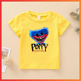 Poppy Playtime Áo thun màu vàng dễ thương cho bé Poppy Playtime Huggy Wuggy