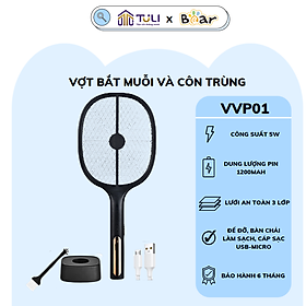 Vợt đèn máy bắt muỗi thông minh Tuli XQN-898, để bàn và treo tường, đế sạc