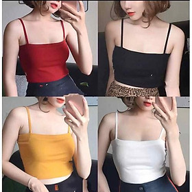 Áo Thun Croptop 2 Dây Thoitrang24h 3 Lỗ Basic Chất Liệu Thu Gân Dày