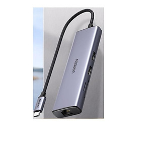 Mua Bộ chuyển 4k 60hz gigabits Type C sang 2×USB 3.0+HDMI+RJ45 10/100/1000Mbps + SD/TF Ugreen 20954  CM512 Hàng chính hãng