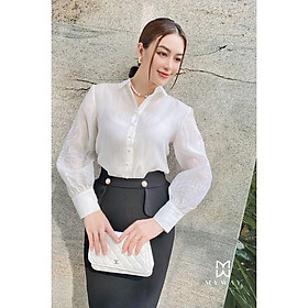Áo Sơ Mi Trắng Nữ Thêu Họa Tiết Tay Áo Sang Trọng 1MA0333- MY WAY