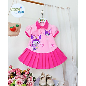 Đầm váy babydoll cho bé gái phong cách hàn quốc mẫu kuromi size 12-40kg chất cotton mềm mịn đẹp