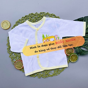 (J03TD) ÁO CÀI XÉO TRẮNG TAY DÀI JOU CHO BÉ (3-11kg) - VIỀN VÀNG