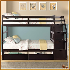 Mua Giường 2 tầng Tundo màu nâu kèm 2 hộc kéo