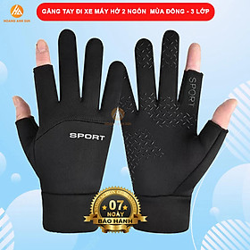 Hình ảnh Găng tay đi xe máy mùa đông hở 2 ngón cho nam nữ dày 3 lớp - chống nước/ chống trượt / chống nắng, cảm ứng thuận tiện dùng cho 4 mùa