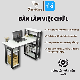 Bàn làm việc học thông minh bàn kèm kệ sách tại nhà cho học sinh, sinh viên giá rẻ từ gỗ MDF phủ Melamine TAGO01