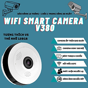 Camera Ốp Trần V380 Pro Gắn Trần Nhà Quay Toàn Cảnh 360 Độ Full HD Kết Nối WiFi Không Dây 1080P