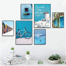 Mua SET 6 TRANH TREO TƯỜNG KIM SA BIỂN XANH 1 SANG TRỌNG/TẶNG KÈM ĐINH 3 CHÂN BINBIN THD88