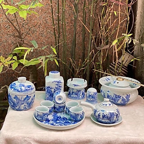 Mua Bộ Ấm Chén Quai Ngang Vẽ Trúc Lâm Thất Hiền và Sơn Thuỷ