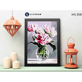 Mua Tranh Tô Màu Theo Số - Tranh Hoa Tím Lọ Thuỷ Tinh - MS308