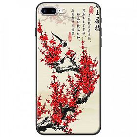 Ốp lưng dành cho iPhone 7 Plus mẫu Hoa đào đỏ thư pháp