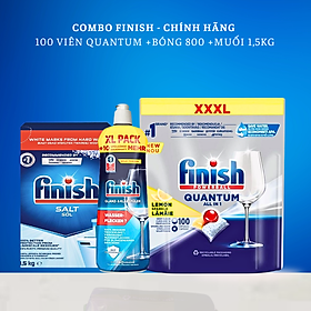 Muối finish 1.5kg + bóng finish 1150ml + 100 viên finish quantum dùng cho máy rửa bát