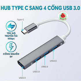 Hub USB Type C Sang 4 Cổng USB 3.0 Kết Nối Chuyển Đổi Cho Macbook Laptop PC- HUB PESTON Vỏ Kim Loại Cao Cấp