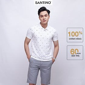 Áo Polo nam SANTINO, họa tiết café, Cotton Cá Sấu, kháng khuẩn chống nhăn - E012