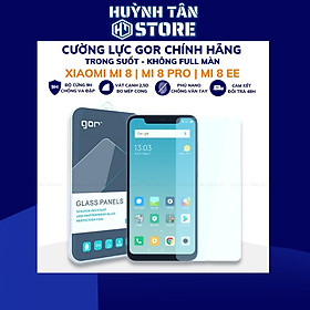 Cường lực mi 8 pro mi 8 ee trong suốt KHÔNG FULL MÀN chống bám vân tay chính hãng GOR phụ kiện huỳnh tân store - Hàng nhập khẩu