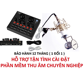 Mua Bộ thu âm combo Souncard + Mic hát karaoke livesteam v8 + w868   hỗ trợ cài đặt phần mềm thu âm