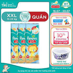 Combo 3 Tã Quần Pampers Điều Hoà XXL44 - Tặng Hủ L&L 950ml