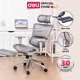 Mua Ghế Xoay Văn Phòng Công Thái Học Cao Cấp Có Khóa Ngả Lưng 135 Độ - Lưng Đôi - Lưới Vân Rồng Deli - Tựa Cổ 2D  Tựa Tay 3D- Hỗ Trợ Đốt Sống Cổ Tối Ưu Tư Thế Ngồi - Ghế Giám Đốc Bảo Hành 5 Năm