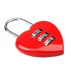 Heart Combination Mini Padlock Security Lock  Gift Red