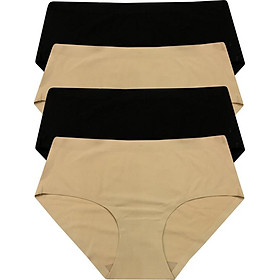 Combo 4 quần lót đúc su QCP22314, 2 Màu Da + 2 Màu Đen (Freesize)