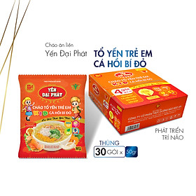 [Thùng 30 gói x 50gram] Cháo Tổ Yến Trẻ Em Cá Hồi Bí Đỏ - Yến Đại Phát, tiện lợi thơm ngon dinh dưỡng cao