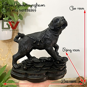[Linh vật phong thủy] Tượng đá con chó phong thủy cho người tuổi Tuất trang trí phong thủy - Cao 19cm - Màu Nhũ đồng