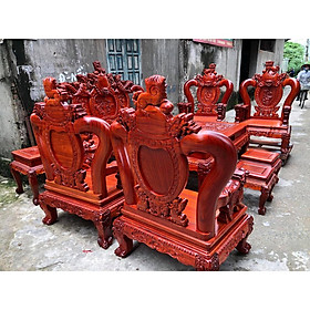 Mua Bộ ghế nghê phượng tay 12. Gỗ hương đỏ nam phi 6 món