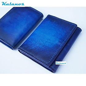 Bóp Ví mini đẹp cao cấp handmade, được làm thủ công từ da bò Kalanos KBN3260-Xanh, Ví nhỏ gọn màu xanh dương
