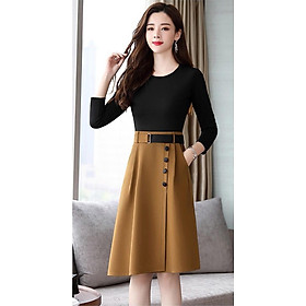 Chân váy phối nút công sở dễ thương ela