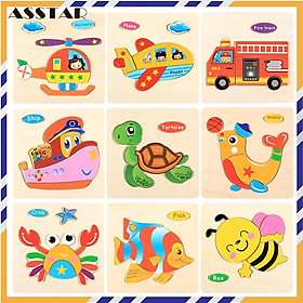 Đồ Chơi Trẻ Em, COMBO 10 TRANH Ghép Hình Gỗ Nổi 3D Nhiều Mẫu Cho Bé Vừa Học Vừa Chơi 