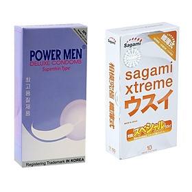 Combo 2 Hộp Bao Cao Su Mỏng Trơn Power Men Superthin Type (Hộp 12 Chiếc) Và Bcs Sgami Xtreme Superthin (Hộp 10 Chiếc) - Hàng Chính Hãng - Che Tên Sản Phẩm