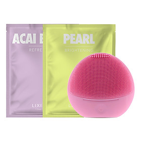 Combo Máy Rửa Mặt Và Massage Da Mặt Cho Da Nhạy Cảm Halio Sensitive + 2 Mặt Nạ Lixibox Green Tea và Acai Berry