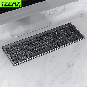 Bàn phím không dây mini W160 - pin sạc - đa kết nối bluetooth 5.0 + 3.0 + Usb wireless 2.4G hàng nhập khẩu - xám