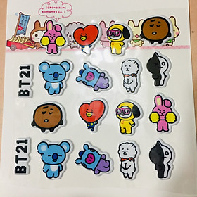 2 BẢNG BỘ STICKER DÁN NỔI BT21 BTS NHIỀU MẪU KHÁC NHAU