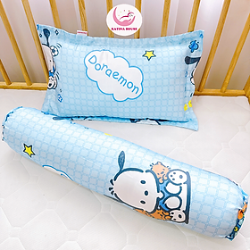 Trọn bộ gối nằm gối ôm cho bé Katina House, vải tencel 60s, gòn lông vũ nhân tạo mềm mượt mát lạnh