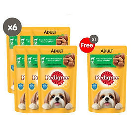 Mua 6 Tặng 1 Thức Ăn Cho Chó Pedigree Vị Bò Hầm Và Rau Củ 130g