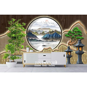 (HCM) Tranh dán tường 3d họa tiết lam sóng có sẵn keo dễ dán phù hợp tảng trí tiệm spa,phòng khách, phòng làm việc