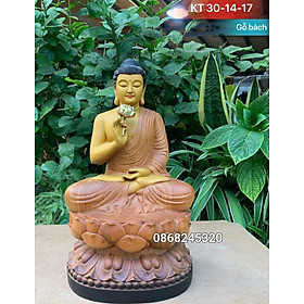 Mua Tượng phật liên hoa bằng gỗ bách xanh thơm nức sơn pu giả cổ kt cao 30×14×17cm