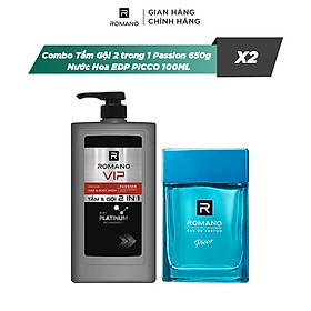 Combo Tắm Gội 2 trong 1 Romano Passion 650g và Nước Hoa Romano EDP GIOVANE