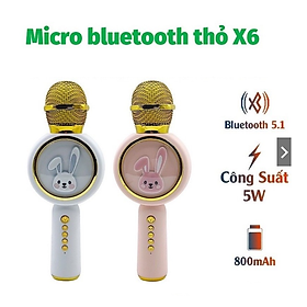 Mua Micro Bluetooth Không Dây karaoke Kèm Loa X6 Hình Thỏ Đáng Yêu đèn led nhấp nháy Âm Thanh Trầm Ấm Hát Hay Bắt Gịong Tốt