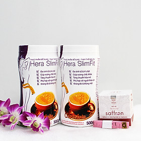 Liệu trình 2 hộp Sữa giảm cân Hera Slimfit 500gr [Chính Hãng] - Hỗ trợ giảm cân nhanh và an toàn [Tặng 1 Mặt nạ Saffron sữa ong chúa và 1 Thước dây]