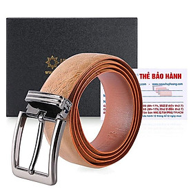 HC4450 - Dây nịt nam da đà điểu Huy Hoàng 3,5P da hột đầu kim màu vàng bò