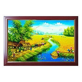 Mua Tranh quê hương  đồng lúa  tranh bến đò làng quê việt nam treo tường nhiều mẫu có khung và không khung