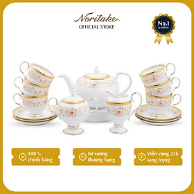 Bộ Bàn Trà Coffee 15 Món Noritake dòng Blooming Splendor sứ xương cao cấp