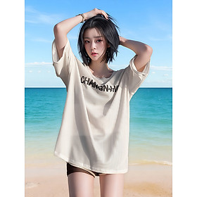 Đồ bơi ba mảnh kiểu mới 2025 dành cho nữ, che bụng, thon gọn, phong cách tiên nữ, đồ vũng chống nắng kiểu in