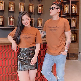 Đồ đôi áo cặp cổ tròn CoupleTina 100% cotton cao cấp - màu cam