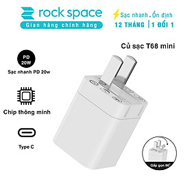 Củ sạc nhanh chuẩn PD 20W  Rockspace T68 ổn định không nóng hàng chính hãng bảo hành 12 tháng bảo hành 1 đổi 1